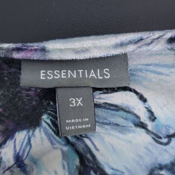 Essentials Womens Floral Velvet Top Size 3X Grey Purple Square Neck Embellished - Picture 4 of 6